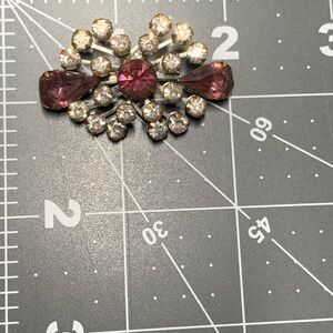 Vintage Purple Rhinestone Brooch - Elegant Floral Design